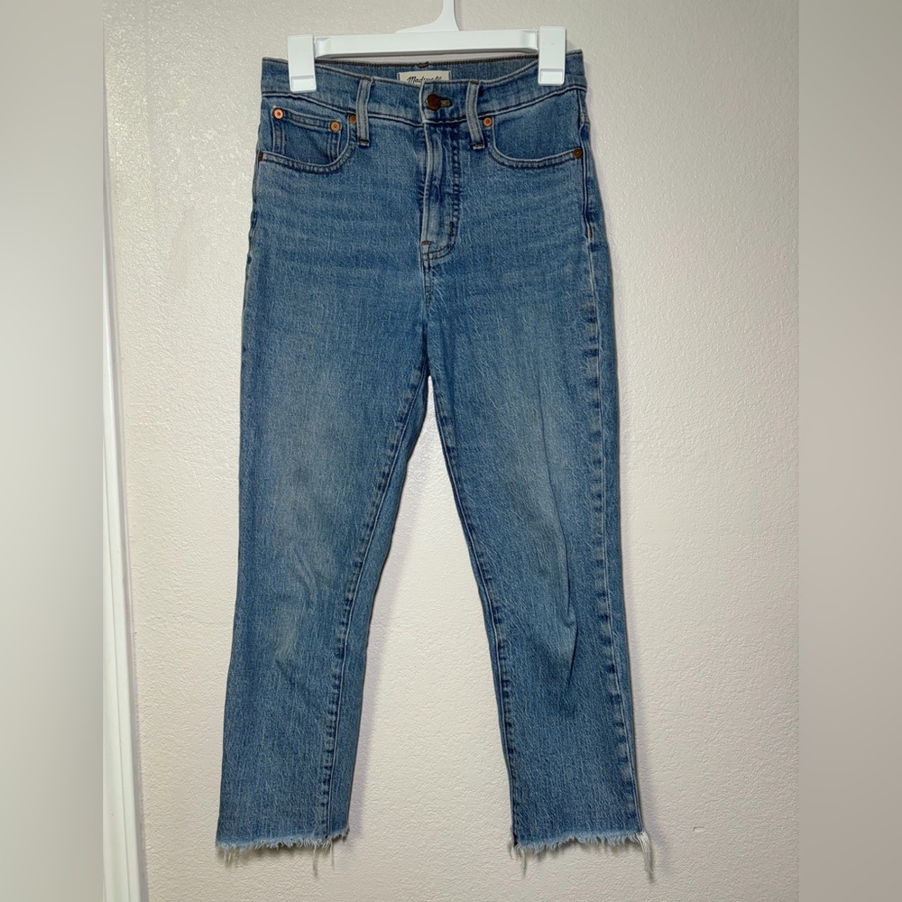 Madewell The Perfect Vintage Jean Light Blue Wash Raw Hem Straight-Leg Jean 25 P - Picture 2 of 14